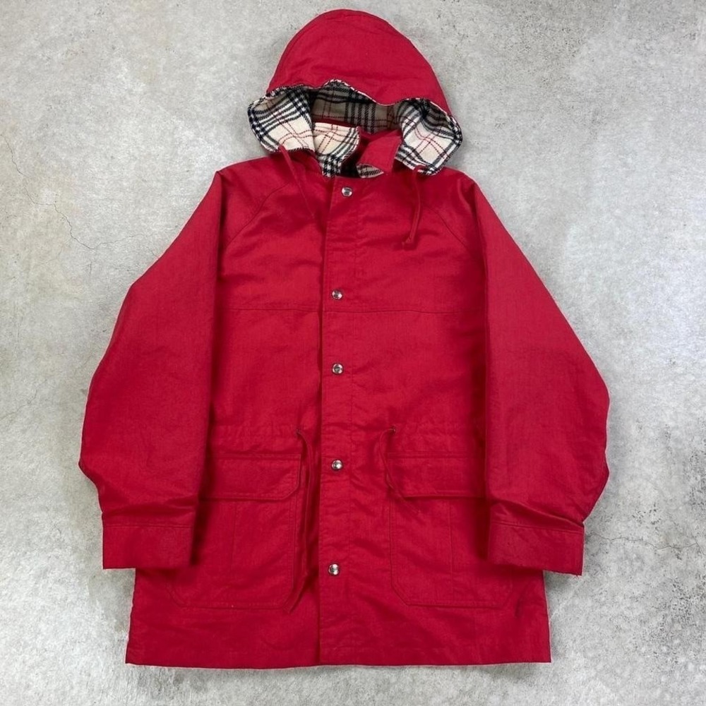Vintage Woolrich Jacket Women's Medium Red Hooded Full Zip USA Made